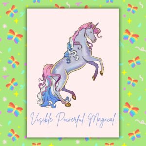 Visible. Powerful. Magical. – Trans Pride Unicorn Card