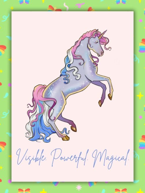 Unicorn Transgender DOV Card Visible. Powerful. Magical. – Trans Pride Unicorn Card