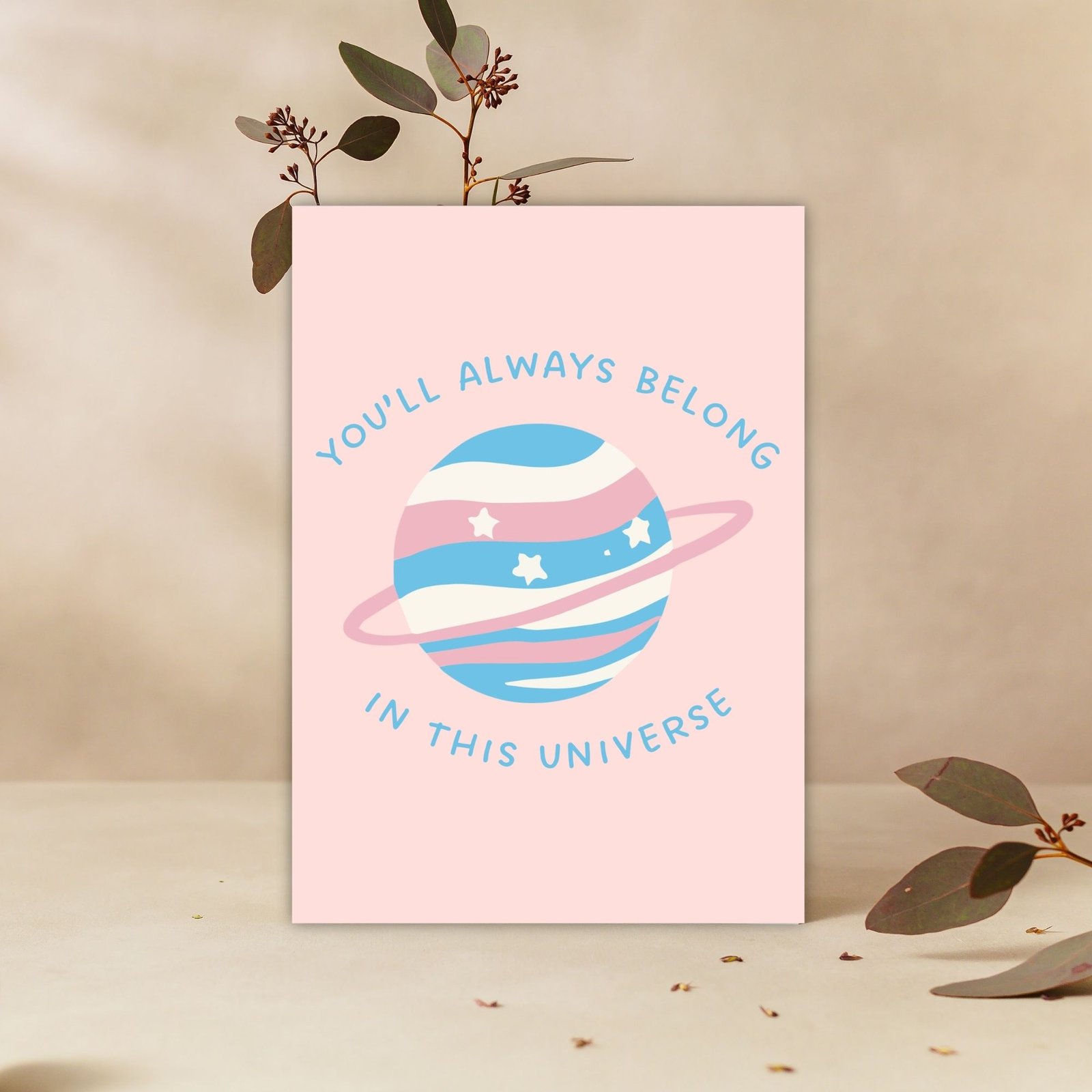 You’ll Always Belong In This Universe – Trans Pride Planet Card - Image 4
