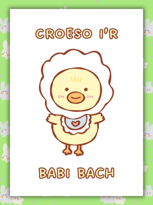 Welsh Welcome New Baby Croeso iβr babi bach β Welsh Language Baby Card
