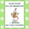White Rabbit Belated Birthday Card Alice in Wonderland White Rabbit Belated Birthday Card