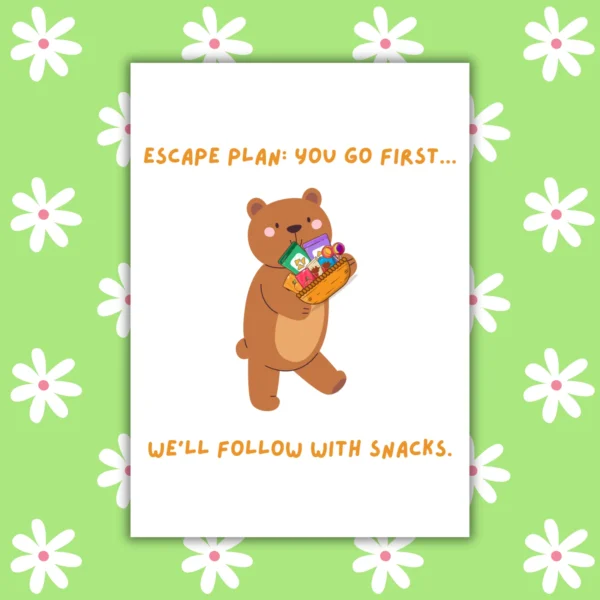 leaving escape plan 1 Funny Leaving Card - You Go First… We’ll Follow With Snacks