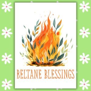 Beltane Blessings Card – Fire Festival Bonfire Design