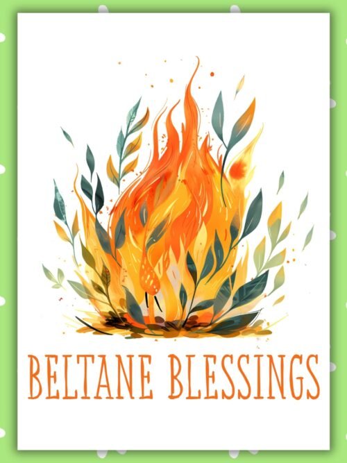 Beltane Blessings Fire Beltane Blessings Card β Fire Festival Bonfire Design