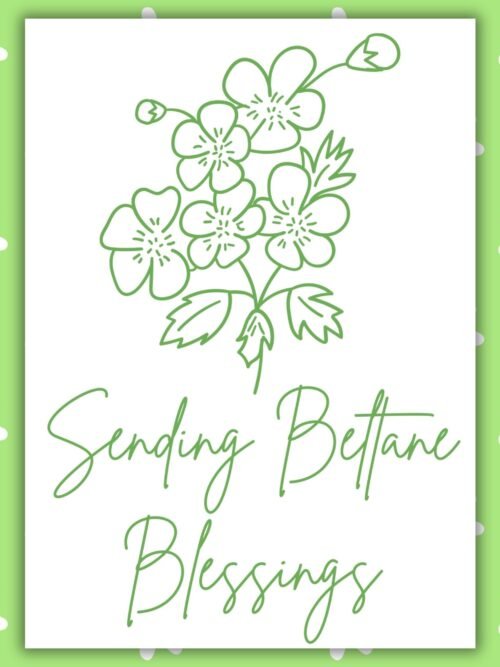 Sending You Beltane Blessings Card – Hawthorn Blossom Illustration