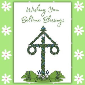 Wishing You Beltane Blessings Card – Maypole Illustration