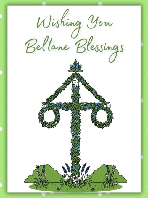 Wishing You Beltane Blessings Card – Maypole Illustration