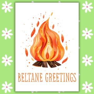 Beltane Greetings Card – Bonfire Illustration
