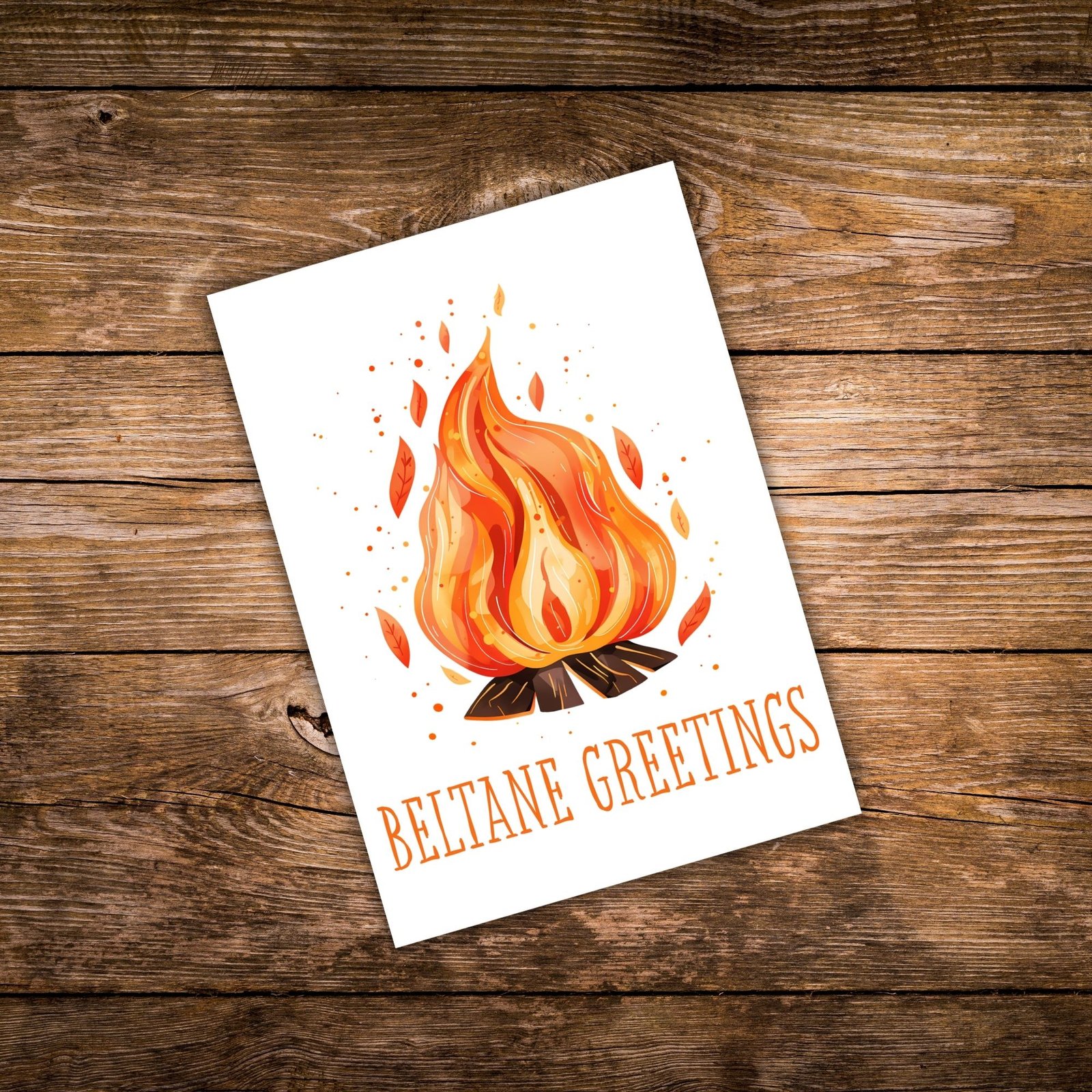 Beltane Greetings Card – Bonfire Illustration - Image 2