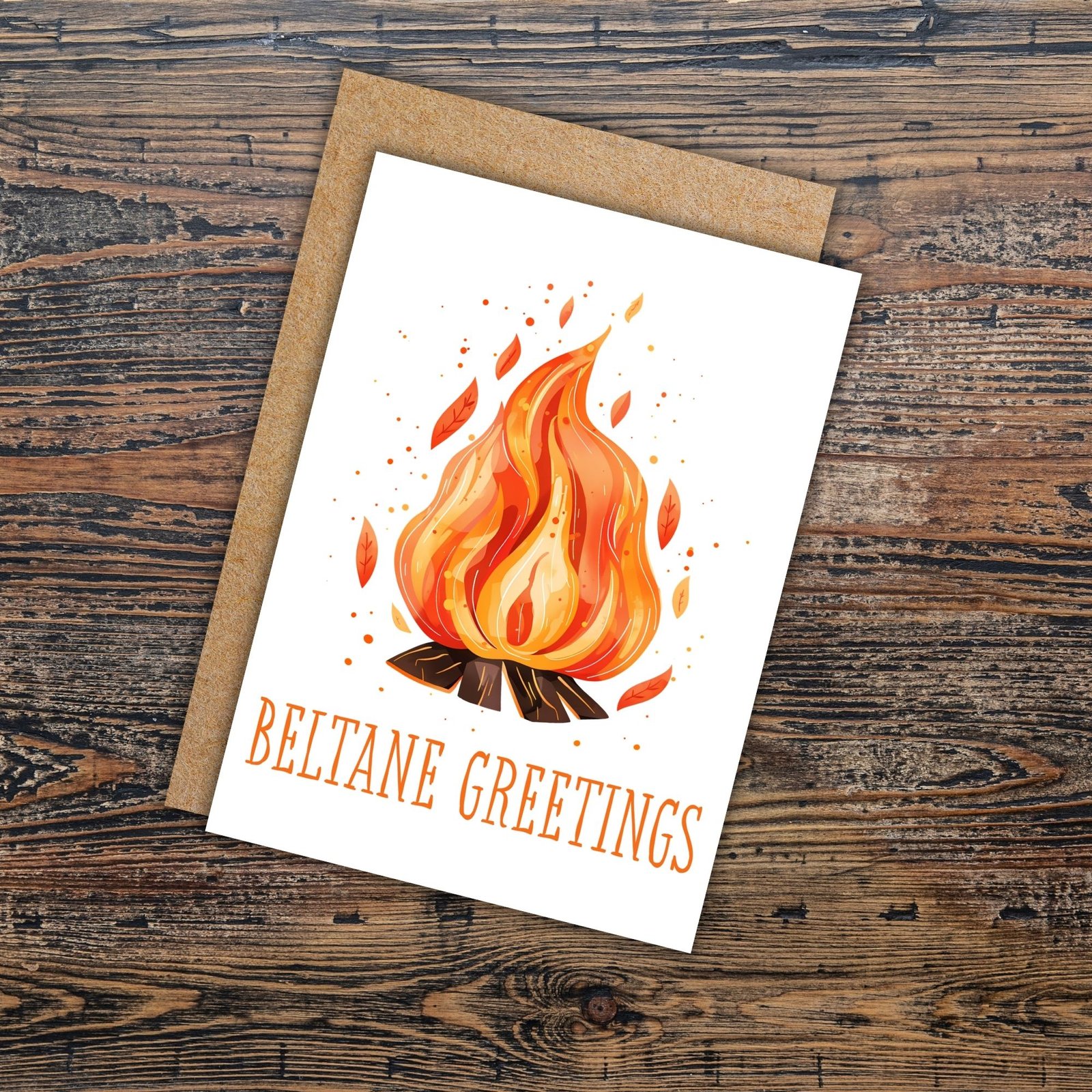 Beltane Greetings Card – Bonfire Illustration - Image 3