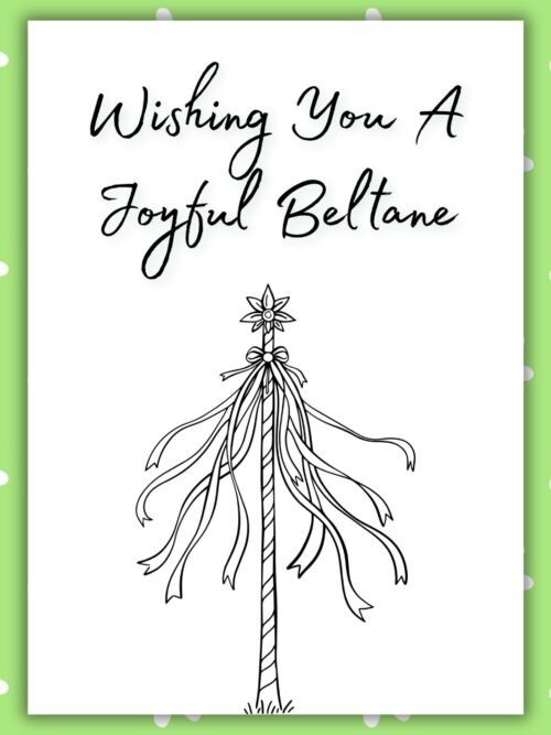 Wishing You a Joyful Beltane Card – Maypole Illustration