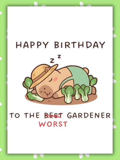 Funny Gardener Birthday Card – Best Worst Gardener