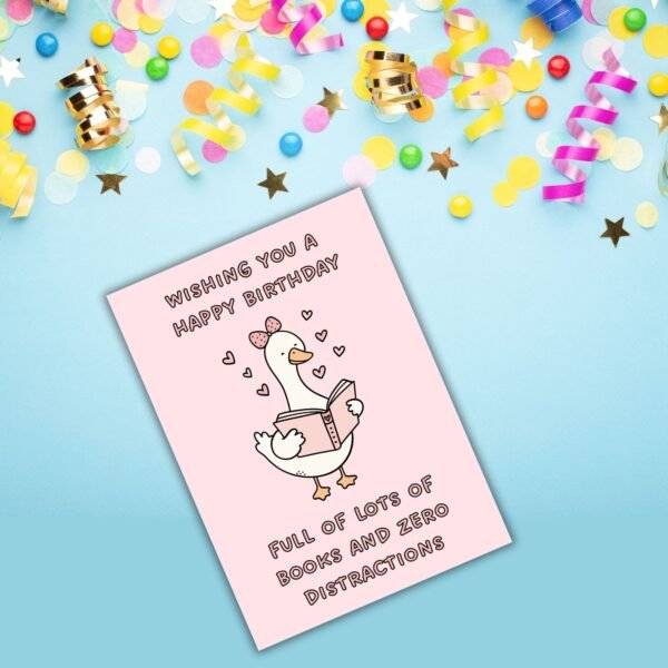 Goose Book Lover Birthday Card