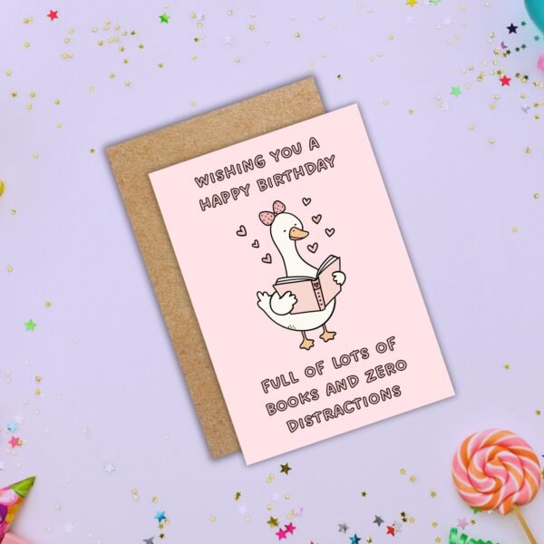 Goose Book Lover Birthday Card