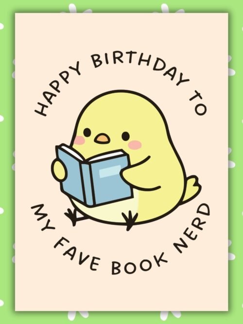 Birthday Book Nerd Chick Card Book Nerd Birthday Card β Cute Chick
