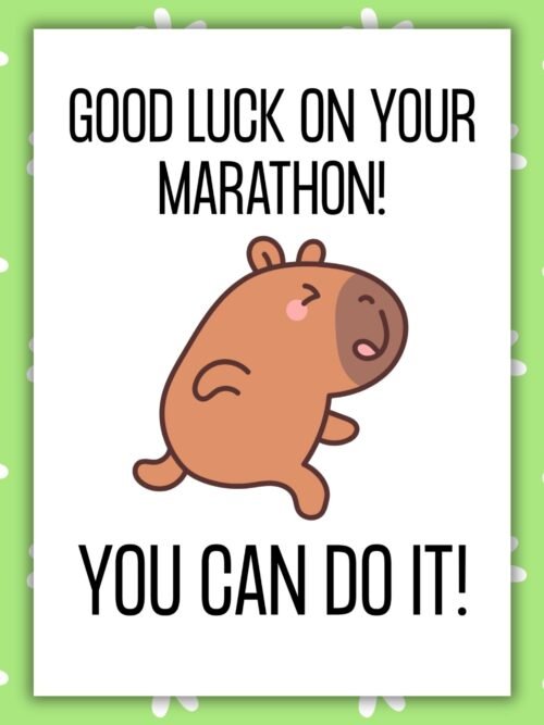 Capybara Marathon Card Marathon Good Luck Card - Capybara