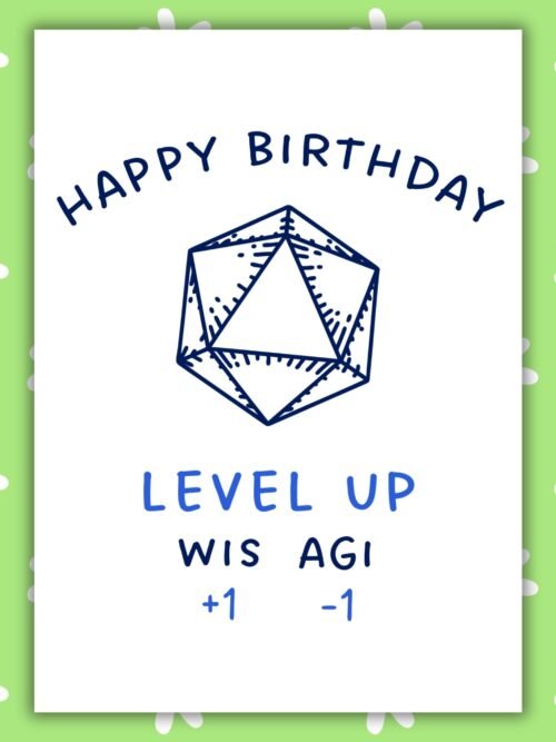 Level Up D20 Birthday Card DND Birthday Card - Level Up Gamer Birthday Card