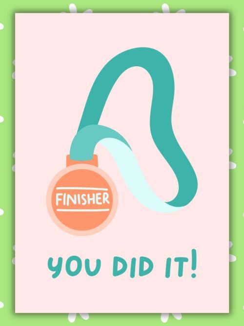 Marathon Finisher Medal Card Marathon Congratulations Card - Finisher