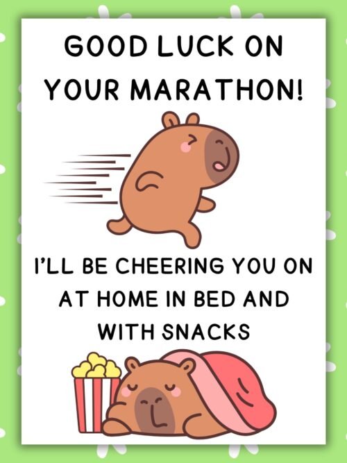 Marathon Snacks Capy Card Funny Marathon Good Luck Card - Capybara
