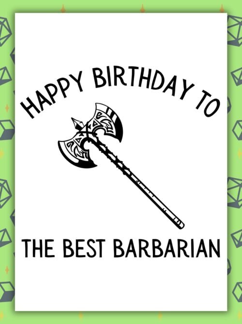 DND Best Barbarian Card Barbarian Birthday Card | D&D & Baldurβs Gate Fantasy Gamer Card