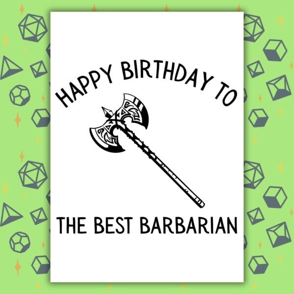 DND Best Barbarian Card Barbarian Birthday Card | D&D & Baldur’s Gate Fantasy Gamer Card
