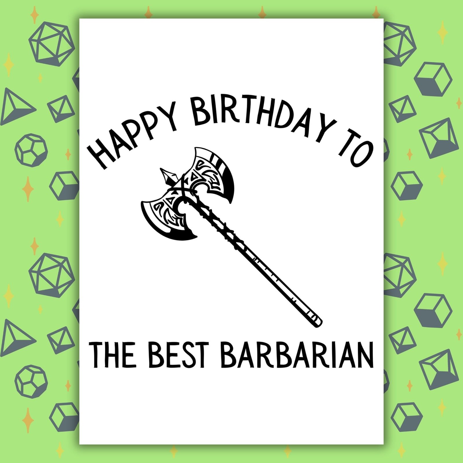 Barbarian Birthday Card | D&D & Baldur’s Gate Fantasy Gamer Card