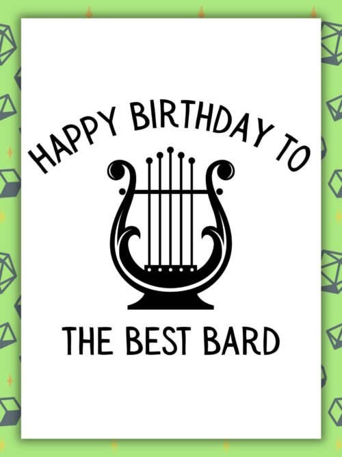 DND Best Bard Card Bard Birthday Card | D&D & Baldurβs Gate Fantasy Gamer Card