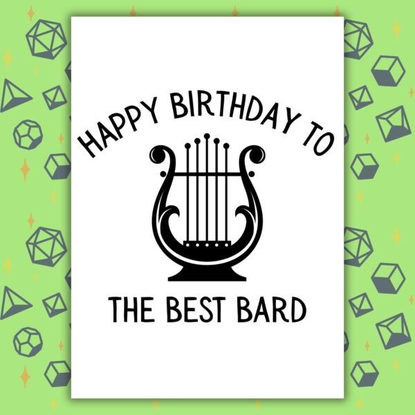 Bard Birthday Card | D&D & Baldur’s Gate Fantasy Gamer Card