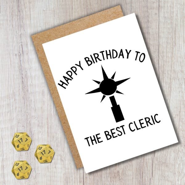 Cleric Birthday Card | D&D & Baldur’s Gate Fantasy Gamer Card