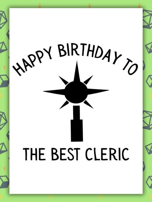 DND Best Cleric Card Cleric Birthday Card | D&D & Baldurβs Gate Fantasy Gamer Card
