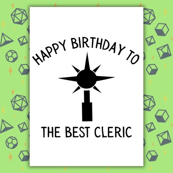 Cleric Birthday Card | D&D & Baldur’s Gate Fantasy Gamer Card