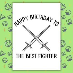 Fighter Birthday Card | D&D & Baldur’s Gate Fantasy Gamer Card