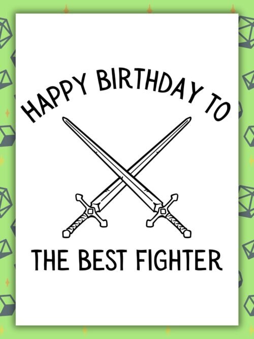 DND Best Fighter Card Fighter Birthday Card | D&D & Baldurβs Gate Fantasy Gamer Card
