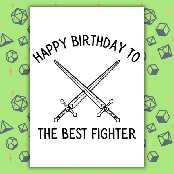 Fighter Birthday Card | D&D & Baldur’s Gate Fantasy Gamer Card
