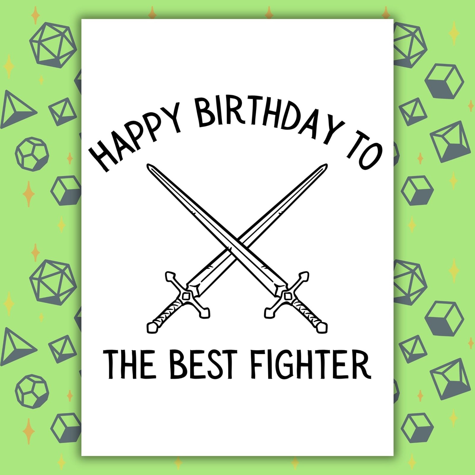 Fighter Birthday Card | D&D & Baldur’s Gate Fantasy Gamer Card
