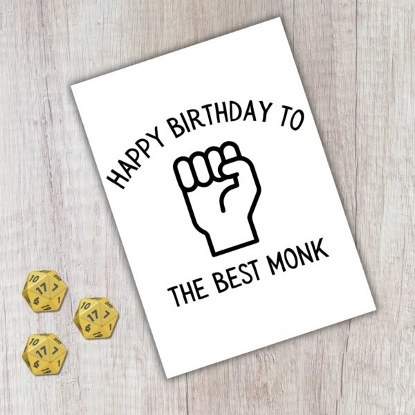 Monk Birthday Card | D&D & Baldur’s Gate Fantasy Gamer Card