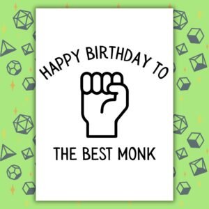 Monk Birthday Card | D&D & Baldur’s Gate Fantasy Gamer Card