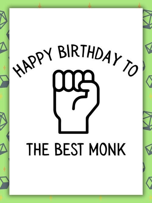 Monk Birthday Card | D&D & Baldur’s Gate Fantasy Gamer Card