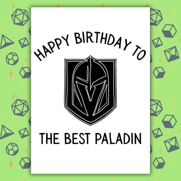 DND Best Paladin Card Paladin Birthday Card | D&D & Baldur’s Gate Fantasy Gamer Card