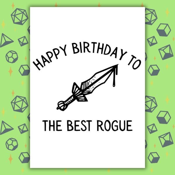 DND Best Rogue Card Rogue Birthday Card | D&D & Baldur’s Gate Fantasy Gamer Card