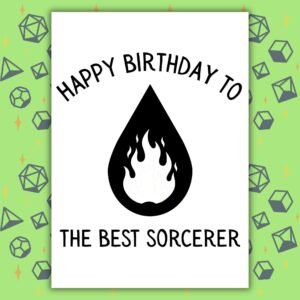 Sorcerer Birthday Card | D&D & Baldur’s Gate Fantasy Gamer Card