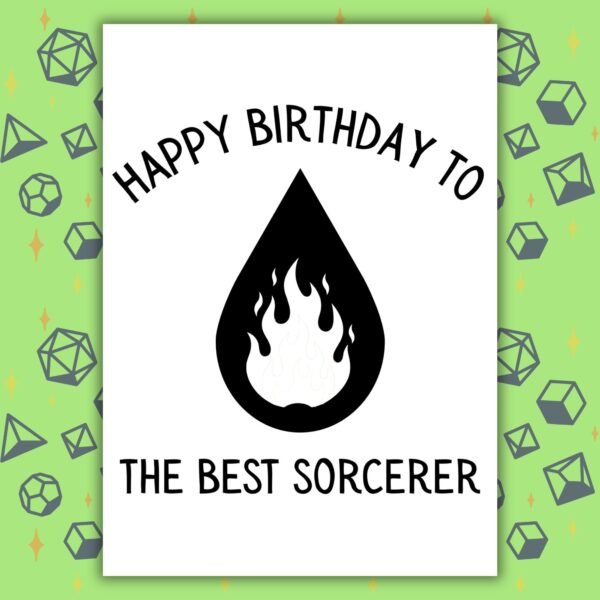Sorcerer Birthday Card | D&D & Baldur’s Gate Fantasy Gamer Card