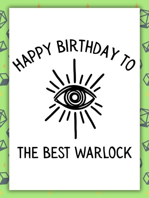 Warlock Birthday Card | D&D & Baldur’s Gate Fantasy Gamer Card