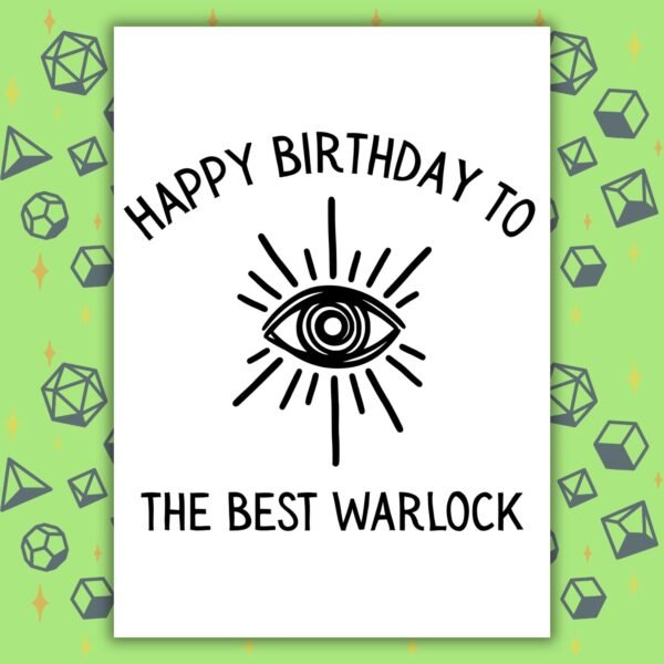 Warlock Birthday Card | D&D & Baldur’s Gate Fantasy Gamer Card