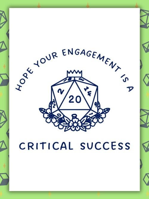 DND Engagement Critical Success Card Critical Success Engagement Card | D&D Fantasy Gamer Card