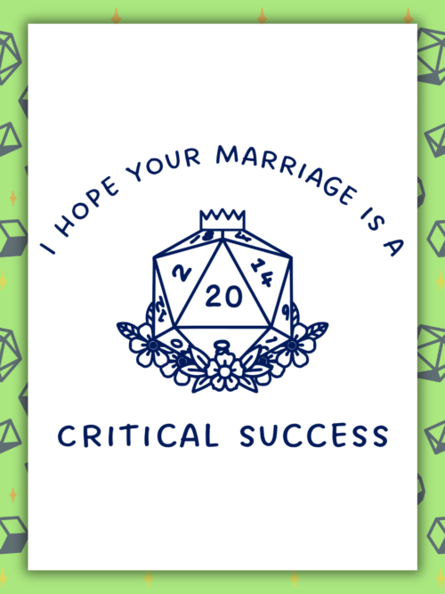 DND Marriage Critical Success Card Critical Success Wedding Card | D&D Fantasy Gamer Marriage Card